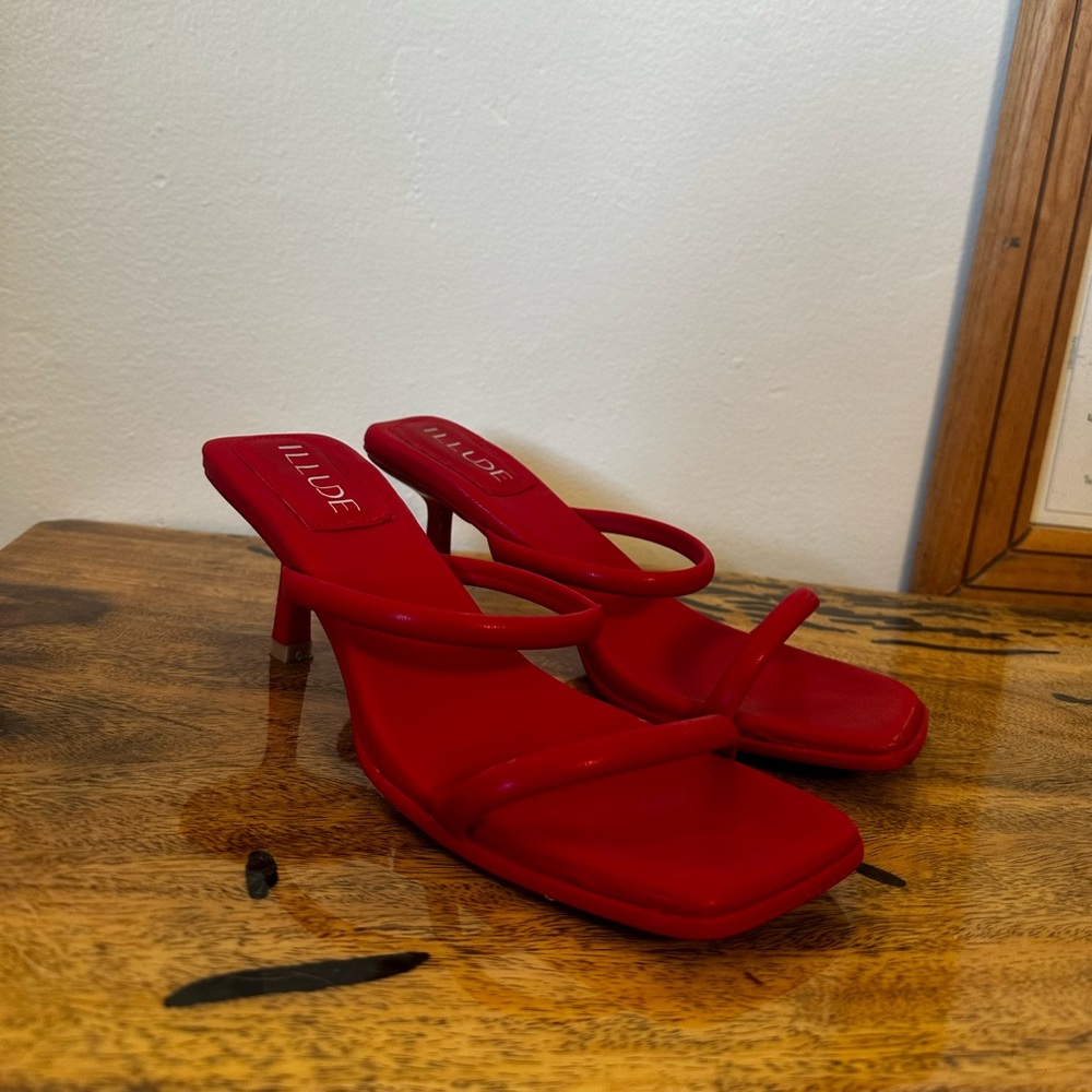 Red Mule Kitten Heel Sandals